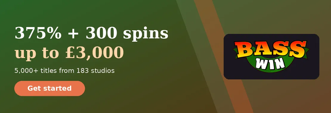 Bass Win Casino: 375% + 300 free spins up to £3,000